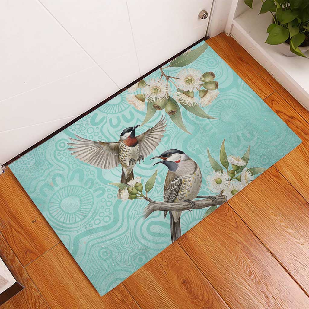 Australia Red Wattlebird Rubber Doormat Eucalyptus Alba Indigenous Art - Aussie Hoodie