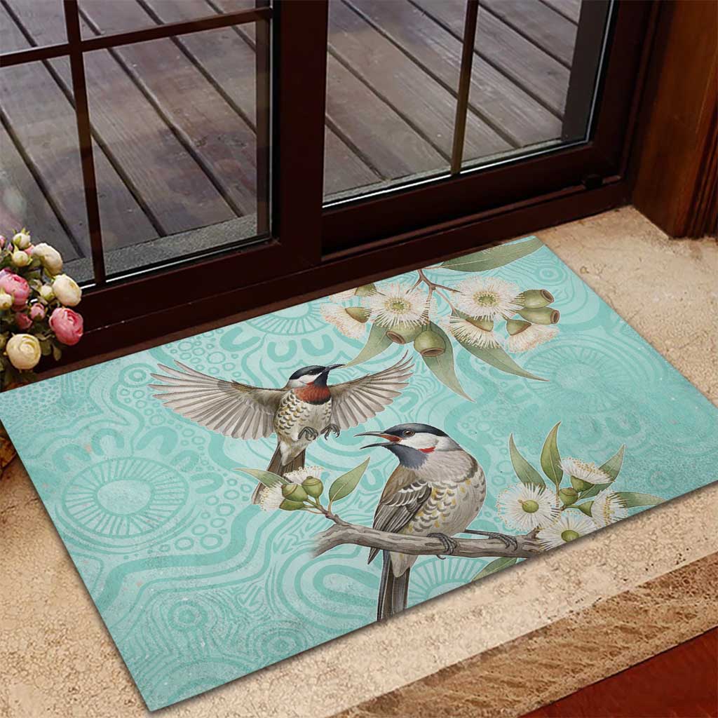 Australia Red Wattlebird Rubber Doormat Eucalyptus Alba Indigenous Art - Aussie Hoodie