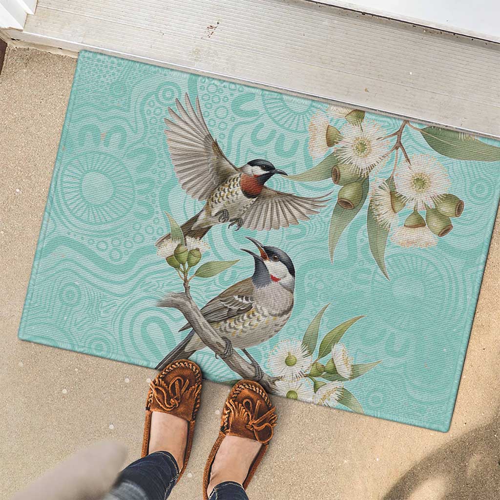 Australia Red Wattlebird Rubber Doormat Eucalyptus Alba Indigenous Art - Aussie Hoodie