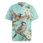 Australia Red Wattlebird Rugby Jersey Eucalyptus Alba Indigenous Art - Aussie Hoodie