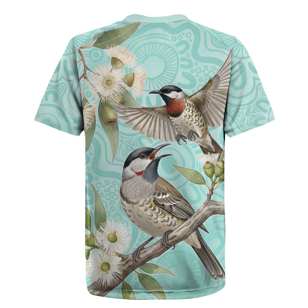 Australia Red Wattlebird Rugby Jersey Eucalyptus Alba Indigenous Art - Aussie Hoodie