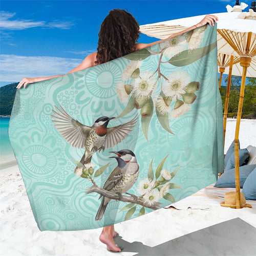 Australia Red Wattlebird Sarong Eucalyptus Alba Indigenous Art - Aussie Hoodie