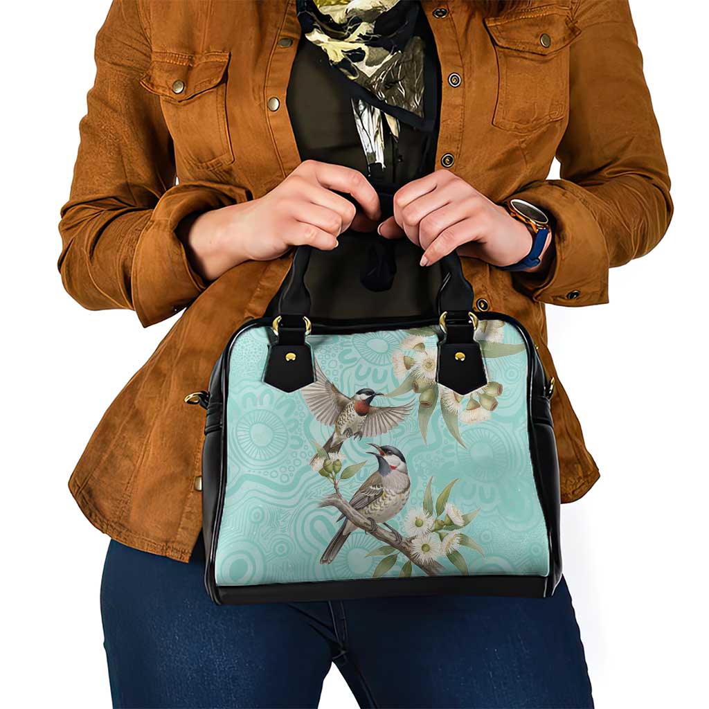 Australia Red Wattlebird Shoulder Handbag Eucalyptus Alba Indigenous Art - Aussie Hoodie