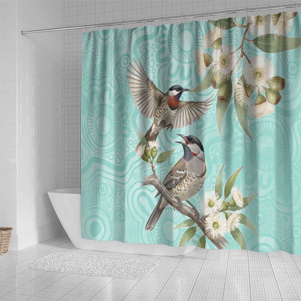 Australia Red Wattlebird Shower Curtain Eucalyptus Alba Indigenous Art - Aussie Hoodie