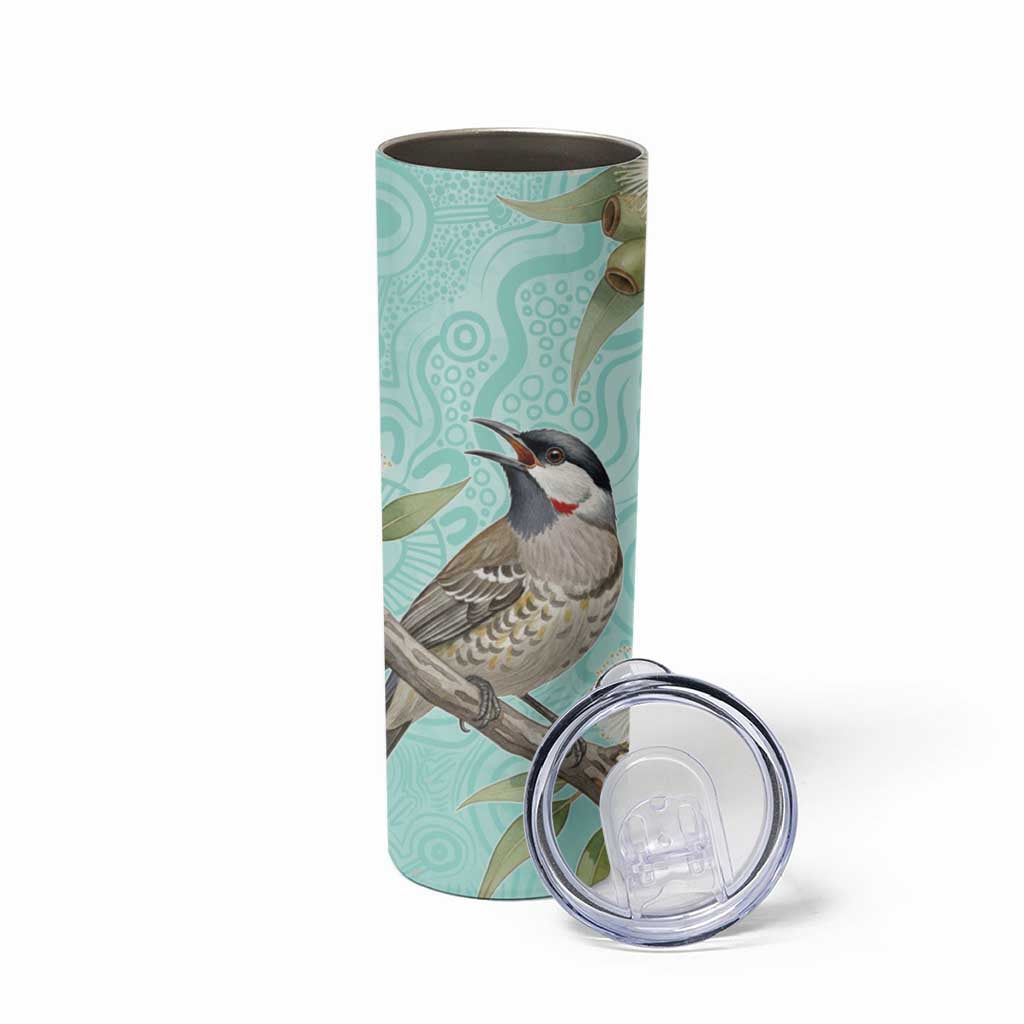 Australia Red Wattlebird Skinny Tumbler Eucalyptus Alba Indigenous Art - Aussie Hoodie