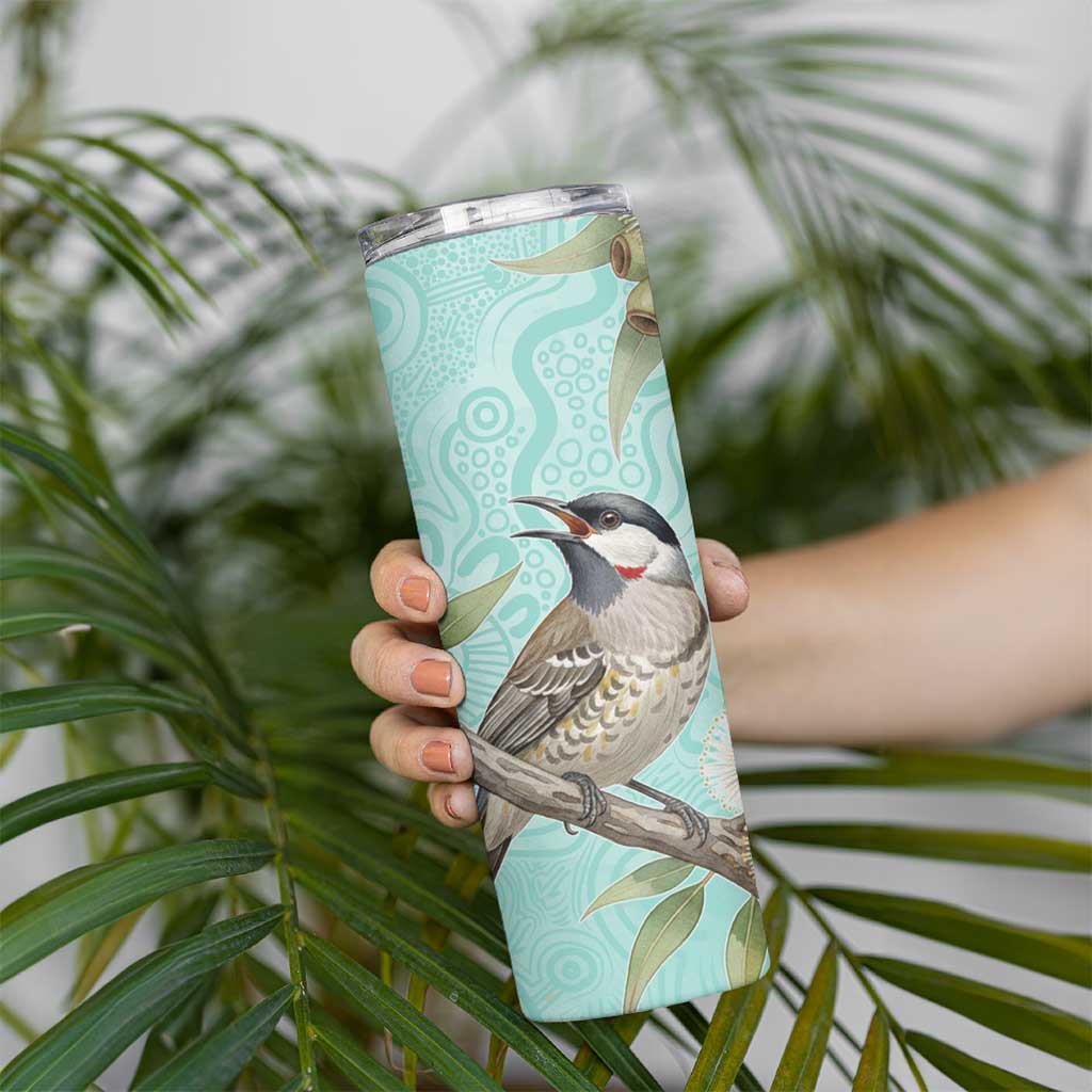Australia Red Wattlebird Skinny Tumbler Eucalyptus Alba Indigenous Art - Aussie Hoodie