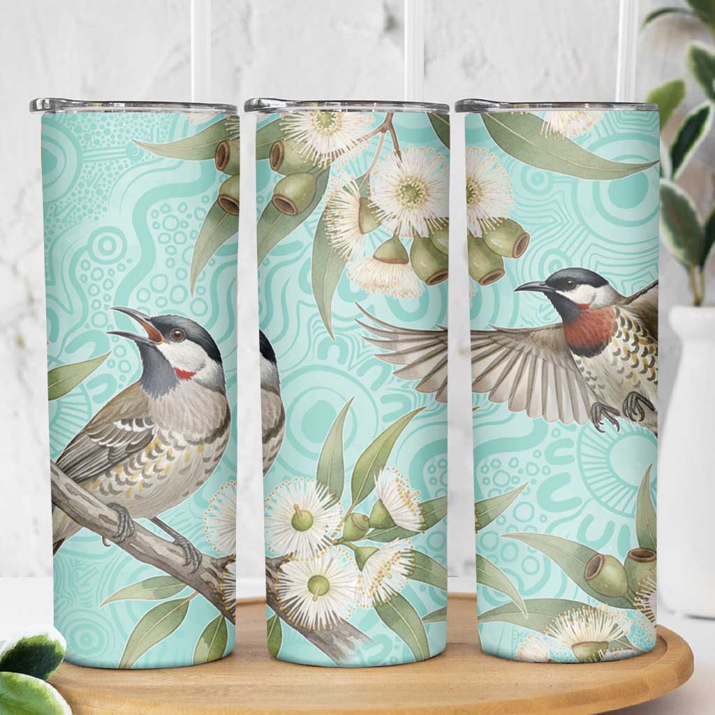 Australia Red Wattlebird Skinny Tumbler Eucalyptus Alba Indigenous Art - Aussie Hoodie