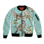Australia Red Wattlebird Sleeve Zip Bomber Jacket Eucalyptus Alba Indigenous Art - Aussie Hoodie