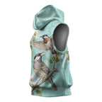 Australia Red Wattlebird Sleeveless Hoodie Eucalyptus Alba Indigenous Art - Aussie Hoodie