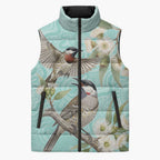 Australia Red Wattlebird Sleeveless Puffer Jacket Eucalyptus Alba Indigenous Art - Aussie Hoodie