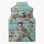 Australia Red Wattlebird Sleeveless Puffer Jacket Eucalyptus Alba Indigenous Art - Aussie Hoodie