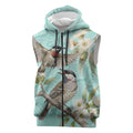 Australia Red Wattlebird Sleeveless Zip Hoodie Eucalyptus Alba Indigenous Art - Aussie Hoodie