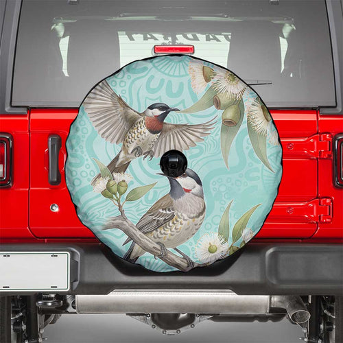 Australia Red Wattlebird Spare Tire Cover Eucalyptus Alba Indigenous Art - Aussie Hoodie