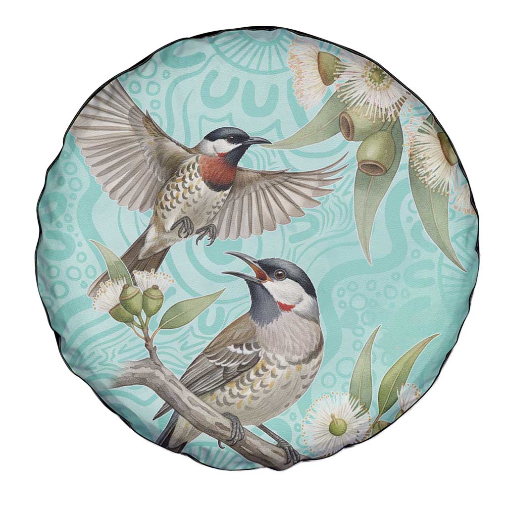 Australia Red Wattlebird Spare Tire Cover Eucalyptus Alba Indigenous Art - Aussie Hoodie