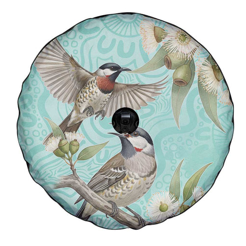 Australia Red Wattlebird Spare Tire Cover Eucalyptus Alba Indigenous Art - Aussie Hoodie