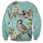 Australia Red Wattlebird Sweatshirt Eucalyptus Alba Indigenous Art - Aussie Hoodie