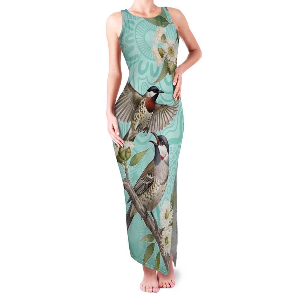 Australia Red Wattlebird Tank Maxi Dress Eucalyptus Alba Indigenous Art - Aussie Hoodie