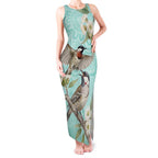 Australia Red Wattlebird Tank Maxi Dress Eucalyptus Alba Indigenous Art - Aussie Hoodie