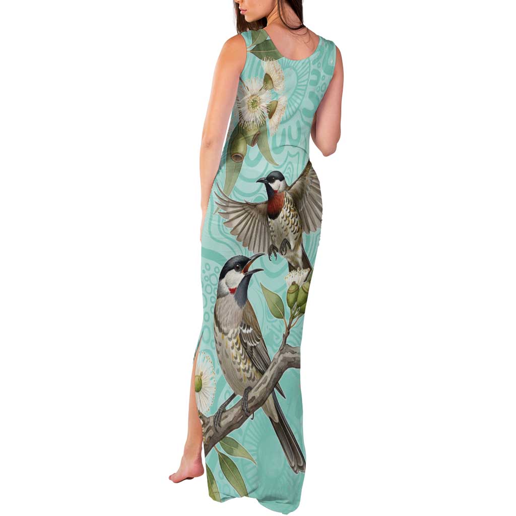 Australia Red Wattlebird Tank Maxi Dress Eucalyptus Alba Indigenous Art - Aussie Hoodie