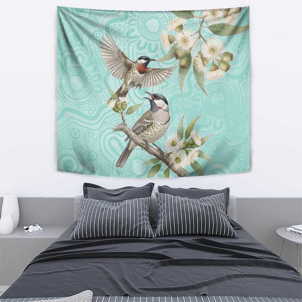 Australia Red Wattlebird Tapestry Eucalyptus Alba Indigenous Art - Aussie Hoodie