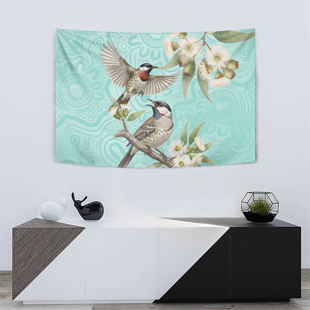 Australia Red Wattlebird Tapestry Eucalyptus Alba Indigenous Art - Aussie Hoodie