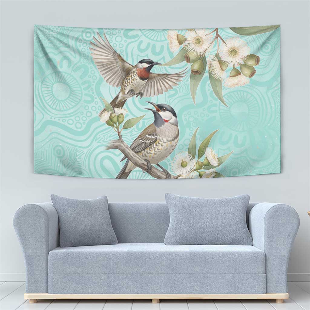 Australia Red Wattlebird Tapestry Eucalyptus Alba Indigenous Art - Aussie Hoodie