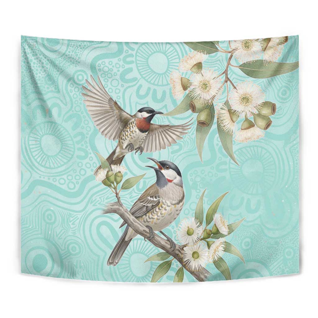 Australia Red Wattlebird Tapestry Eucalyptus Alba Indigenous Art - Aussie Hoodie