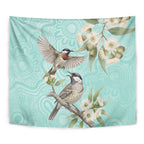 Australia Red Wattlebird Tapestry Eucalyptus Alba Indigenous Art - Aussie Hoodie