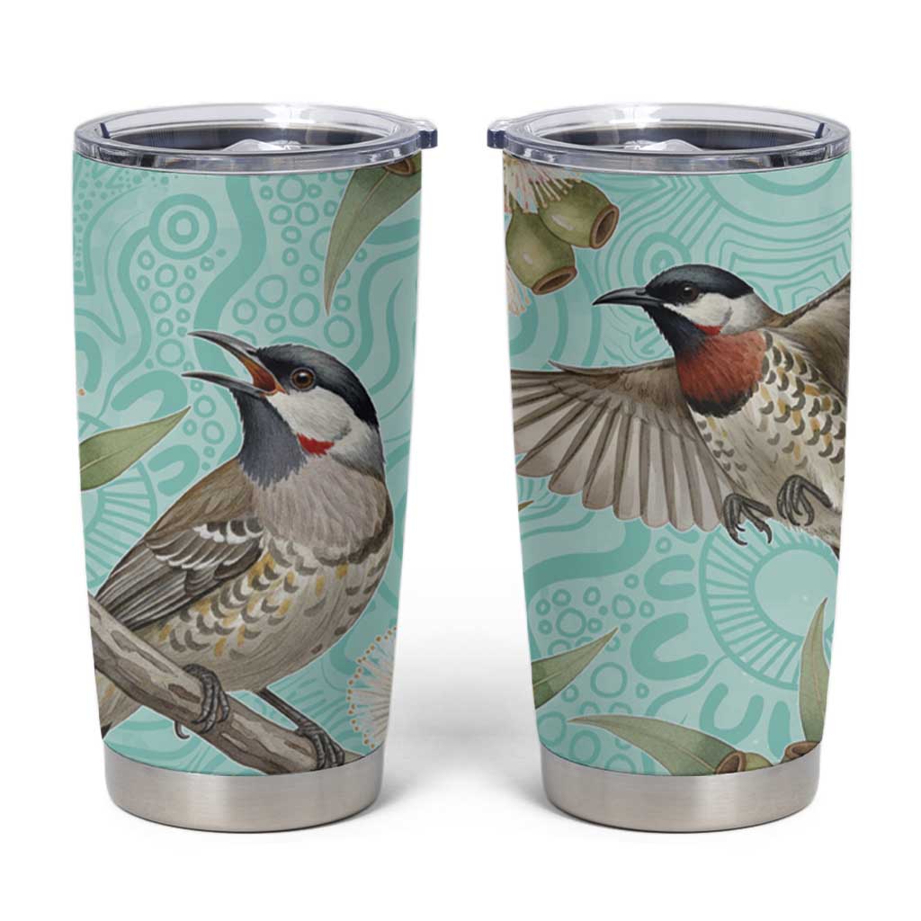 Australia Red Wattlebird Tumbler Cup Eucalyptus Alba Indigenous Art - Aussie Hoodie
