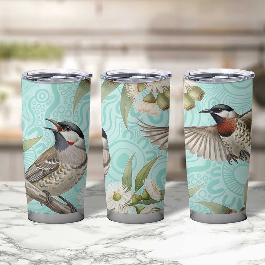 Australia Red Wattlebird Tumbler Cup Eucalyptus Alba Indigenous Art - Aussie Hoodie
