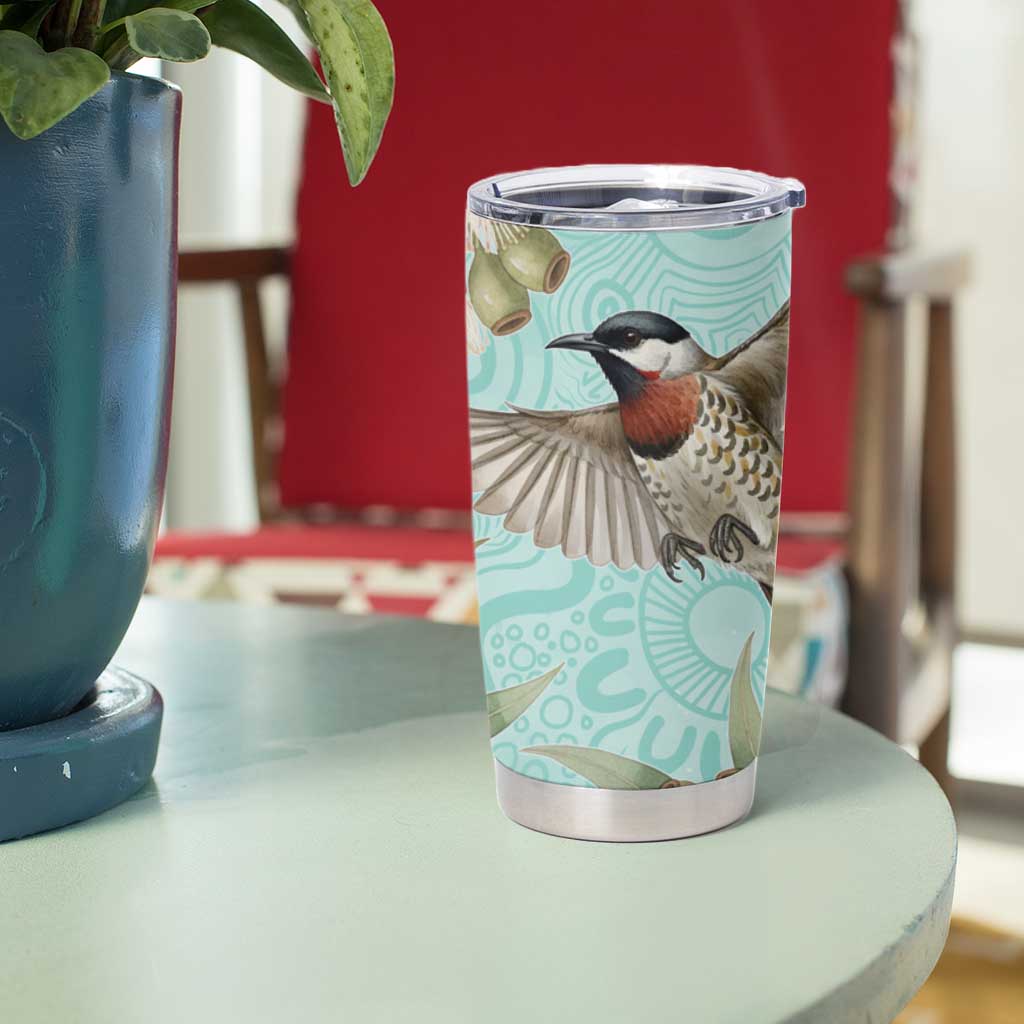 Australia Red Wattlebird Tumbler Cup Eucalyptus Alba Indigenous Art - Aussie Hoodie