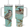 Australia Red Wattlebird Tumbler With Handle Eucalyptus Alba Indigenous Art - Aussie Hoodie
