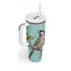 Australia Red Wattlebird Tumbler With Handle Eucalyptus Alba Indigenous Art - Aussie Hoodie