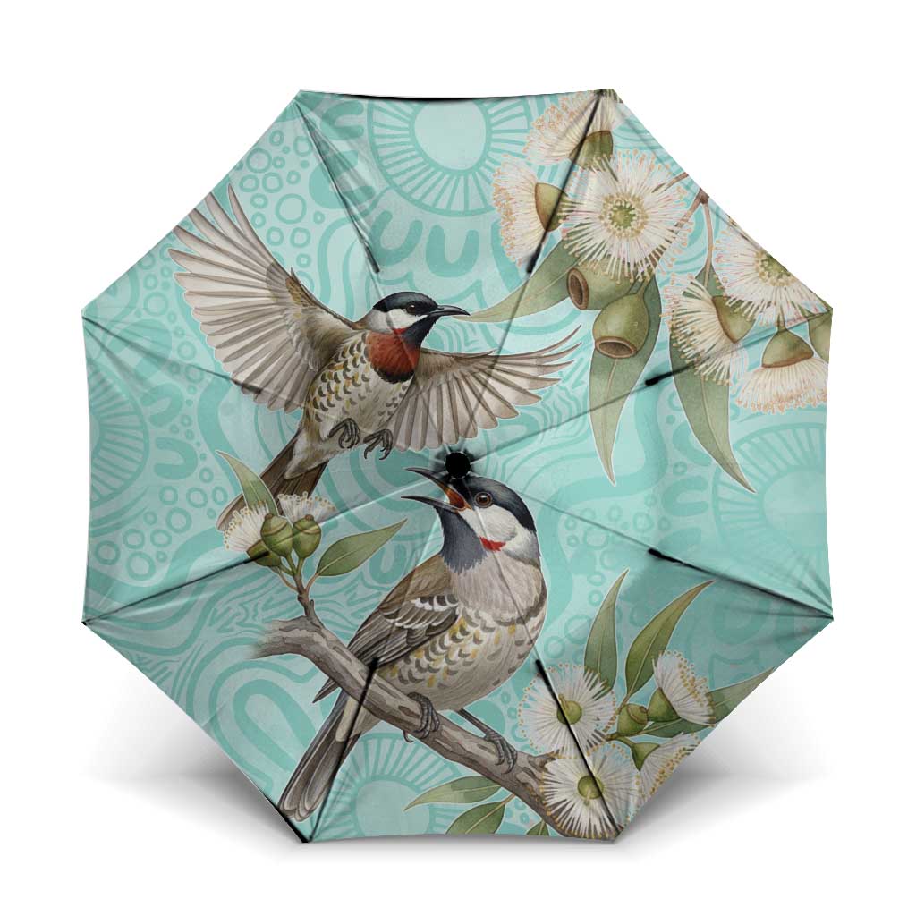 Australia Red Wattlebird Umbrella Eucalyptus Alba Indigenous Art - Aussie Hoodie