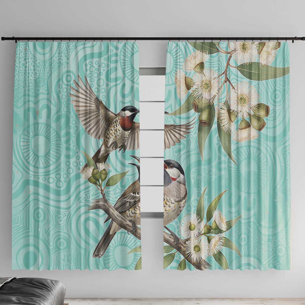 Australia Red Wattlebird Window Curtain Eucalyptus Alba Indigenous Art - Aussie Hoodie