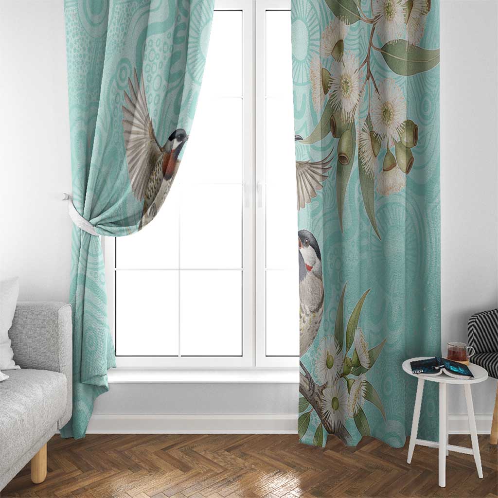 Australia Red Wattlebird Window Curtain Eucalyptus Alba Indigenous Art - Aussie Hoodie