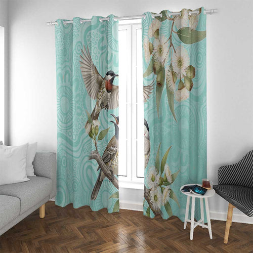 Australia Red Wattlebird Window Curtain Eucalyptus Alba Indigenous Art - Aussie Hoodie