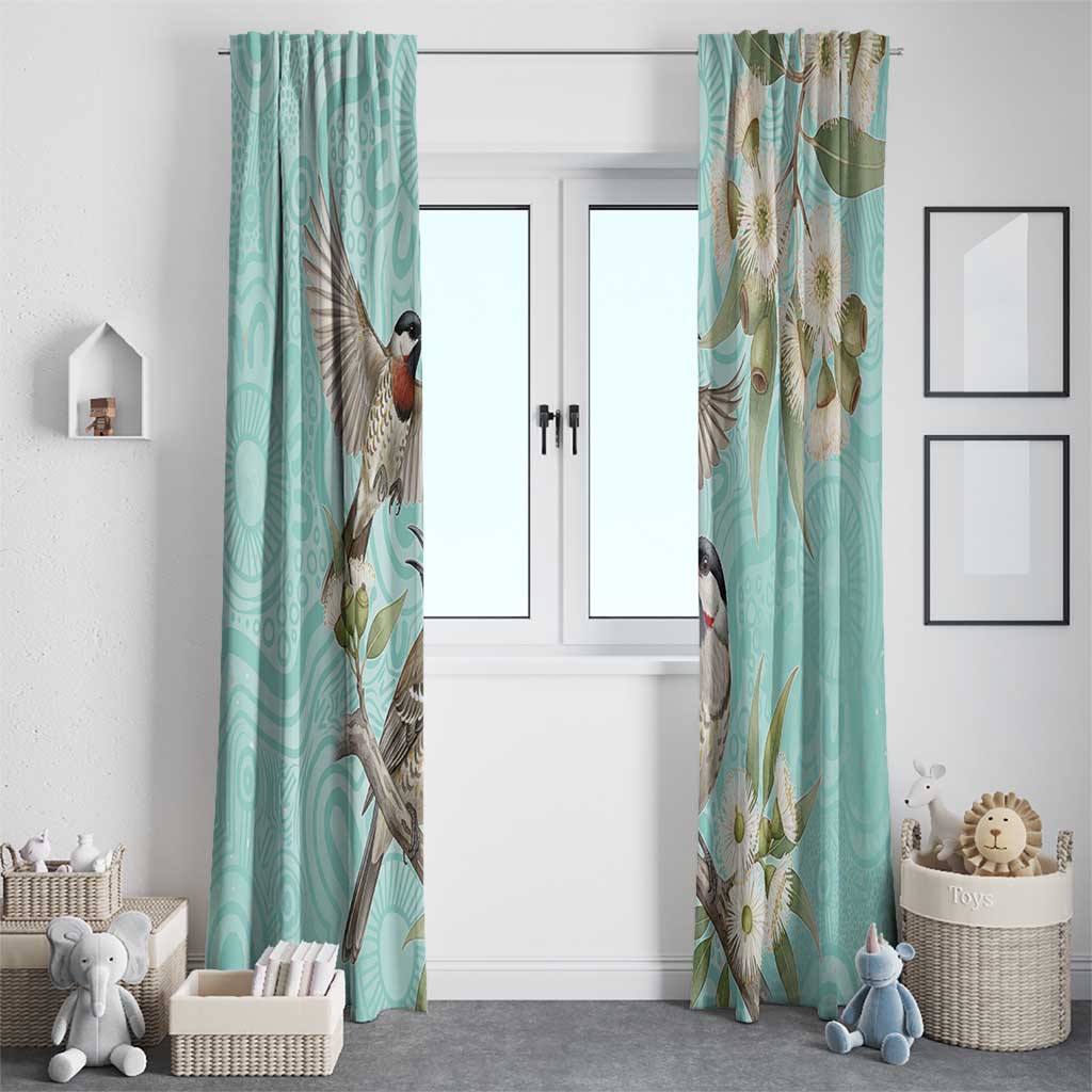Australia Red Wattlebird Window Curtain Eucalyptus Alba Indigenous Art - Aussie Hoodie