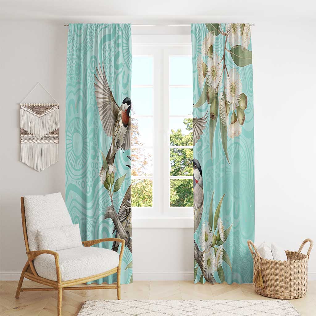 Australia Red Wattlebird Window Curtain Eucalyptus Alba Indigenous Art - Aussie Hoodie
