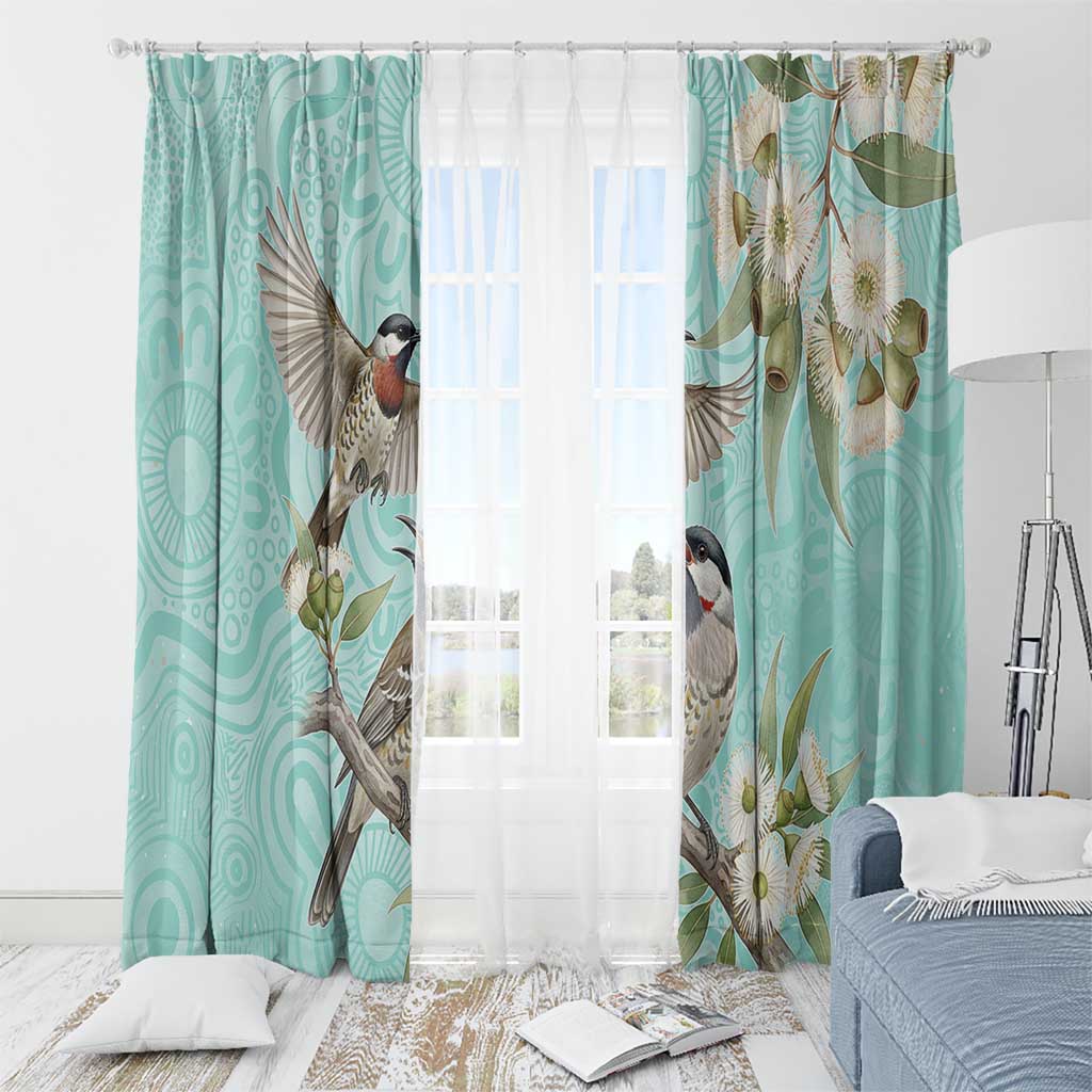 Australia Red Wattlebird Window Curtain Eucalyptus Alba Indigenous Art - Aussie Hoodie