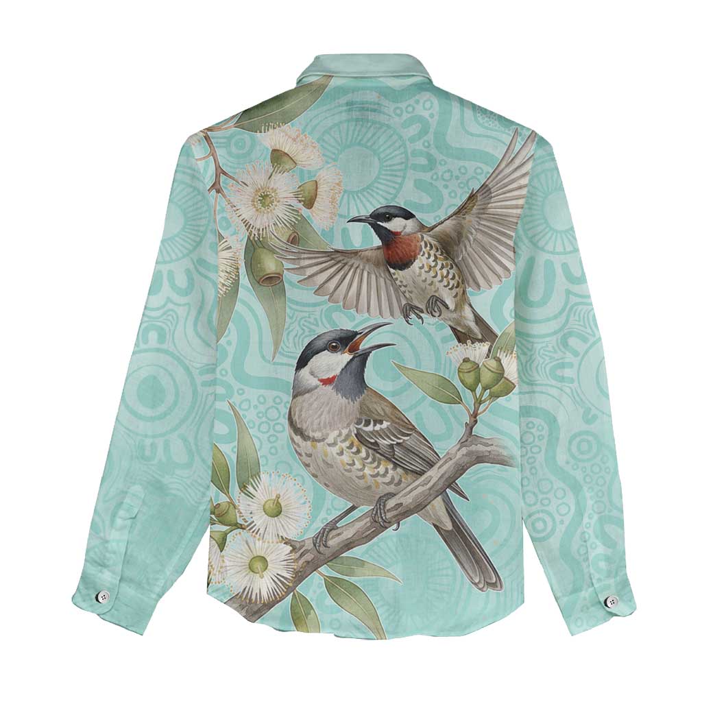 Australia Red Wattlebird Women Casual Shirt Eucalyptus Alba Indigenous Art - Aussie Hoodie