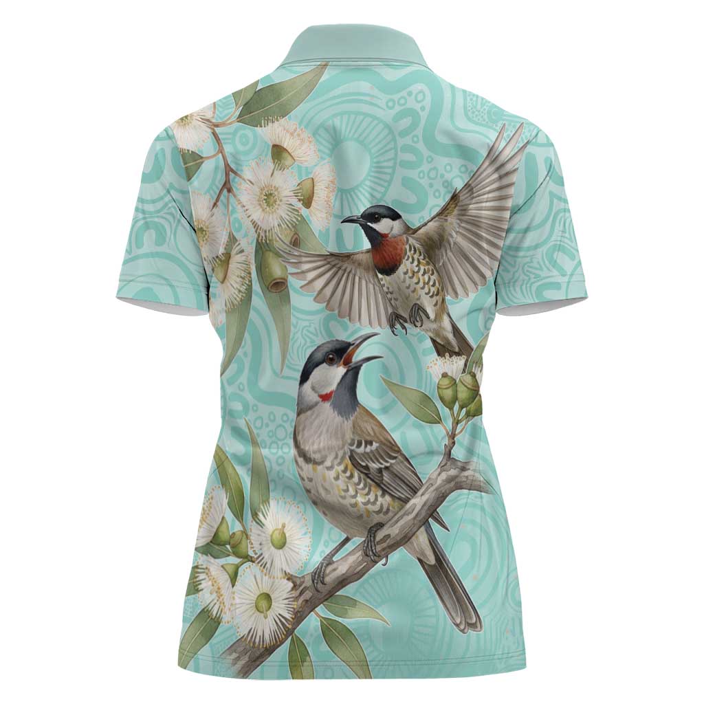 Australia Red Wattlebird Women Polo Shirt Eucalyptus Alba Indigenous Art - Aussie Hoodie