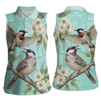 Australia Red Wattlebird Women Sleeveless Polo Shirt Eucalyptus Alba Indigenous Art - Aussie Hoodie