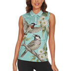 Australia Red Wattlebird Women Sleeveless Polo Shirt Eucalyptus Alba Indigenous Art - Aussie Hoodie