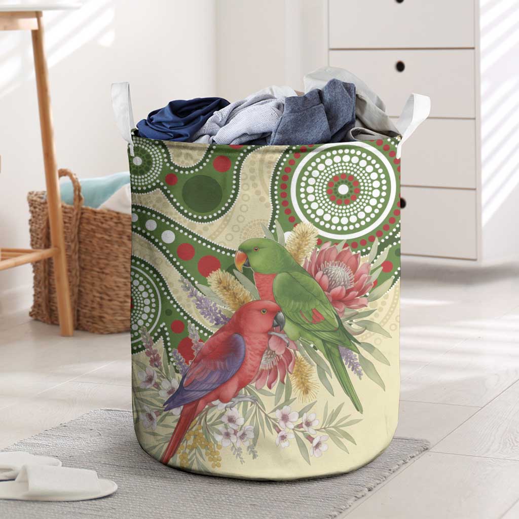 Australia Moluccan Eclectus Laundry Basket Australian Native Flowers Indigenous Art - Aussie Hoodie