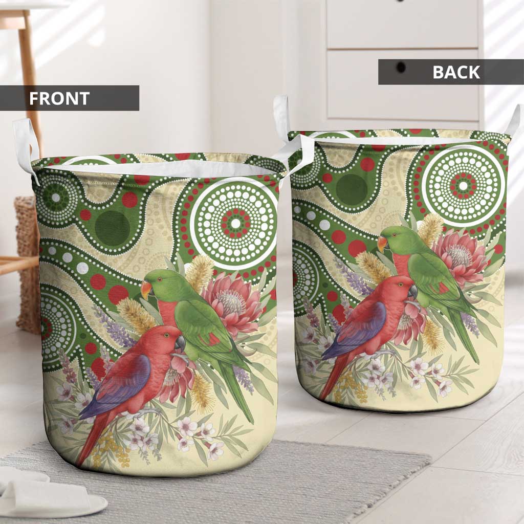 Australia Moluccan Eclectus Laundry Basket Australian Native Flowers Indigenous Art - Aussie Hoodie