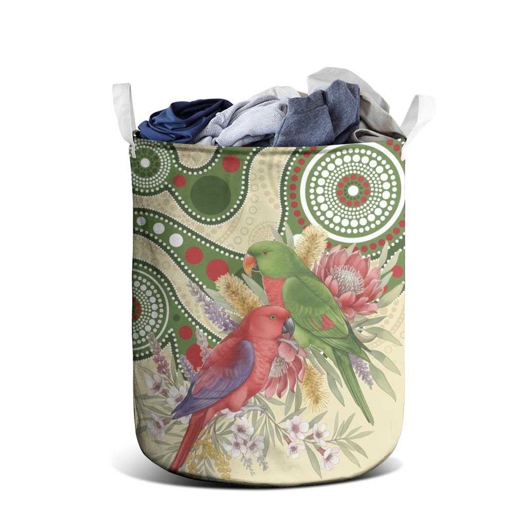 Australia Moluccan Eclectus Laundry Basket Australian Native Flowers Indigenous Art - Aussie Hoodie