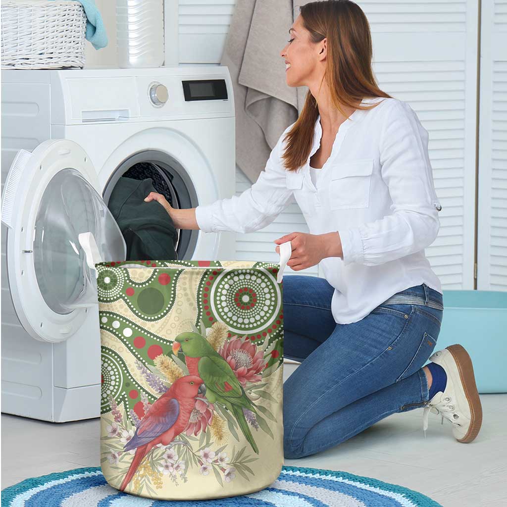 Australia Moluccan Eclectus Laundry Basket Australian Native Flowers Indigenous Art - Aussie Hoodie