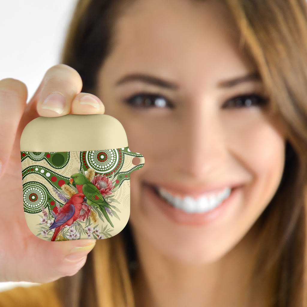 Australia Moluccan Eclectus AirPods Case Australian Native Flowers Indigenous Art - Aussie Hoodie
