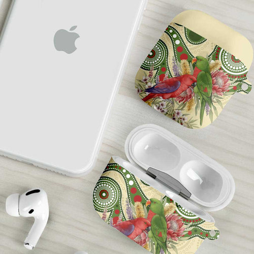 Australia Moluccan Eclectus AirPods Case Australian Native Flowers Indigenous Art - Aussie Hoodie